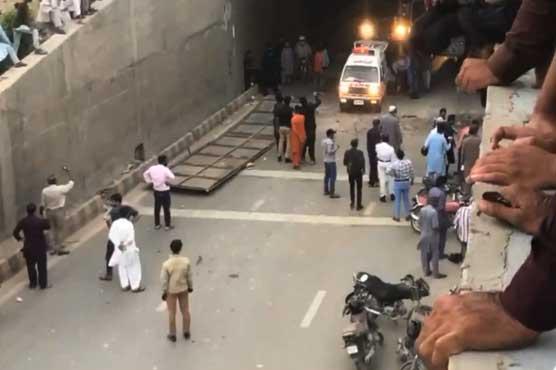 One killed, two hurt as underpass board falls in Karachi