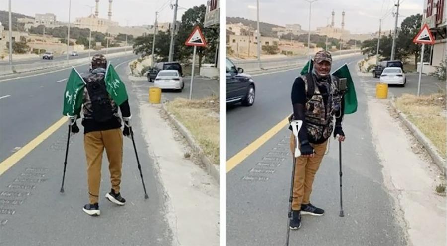 سعودی معذور سیاح نے مکہ سے مدینہ پیدل سفر 26 دن میں مکمل کرلیا