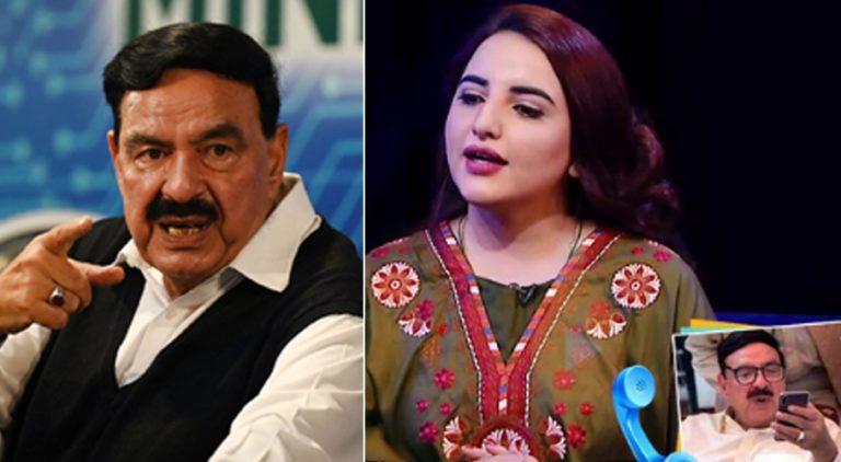 ''بکواس بند''   شیخ رشید کی حریم شاہ کو جھاڑ پلانے کی ویڈیو وائرل