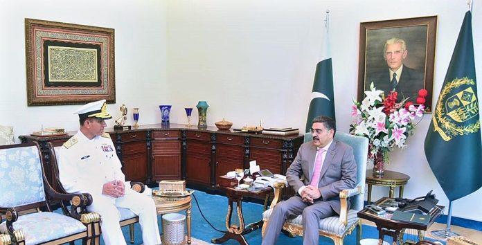 انوارالحق کاکڑ سے ایڈمرل محمد امجد خان نیازی کی الوداعی ملاقات