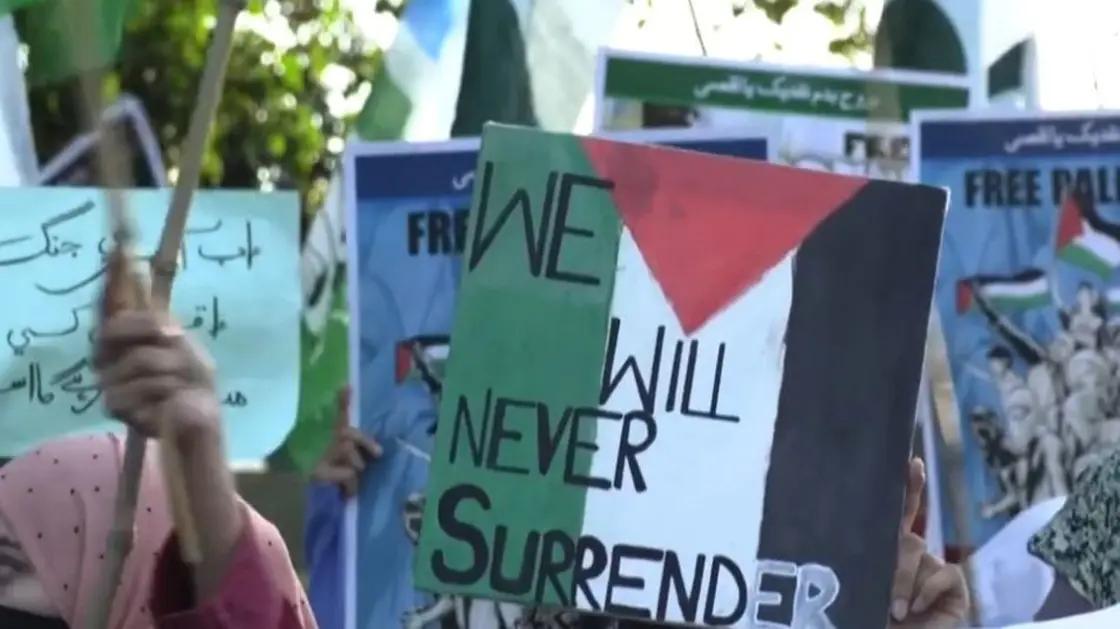 اسلام آباد میں فلسطینیوں  سے اظہار یکجہتی کےلئے مارچ