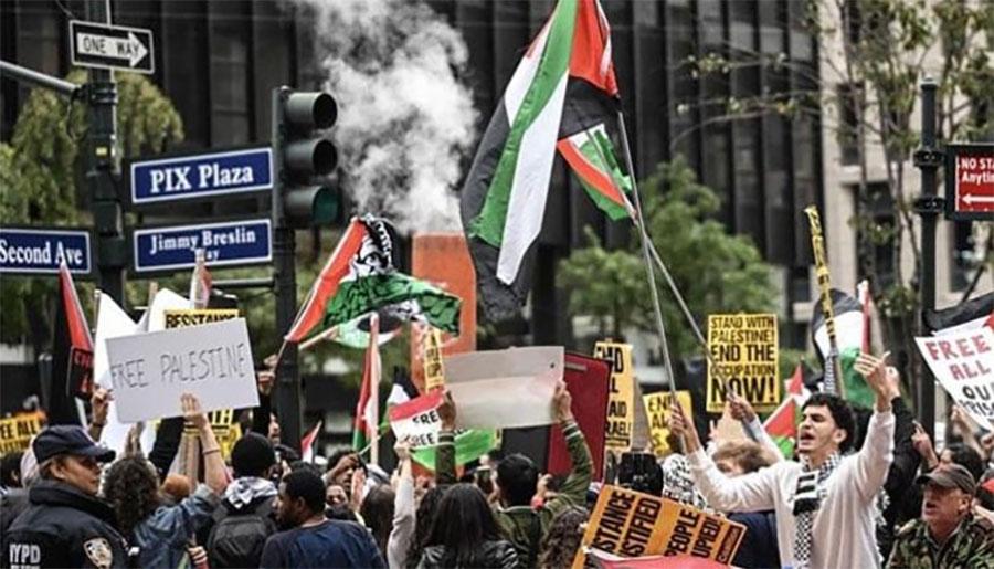 امریکا میں ہزاروں افراد نے فلسطین کی حمایت میں ریلی