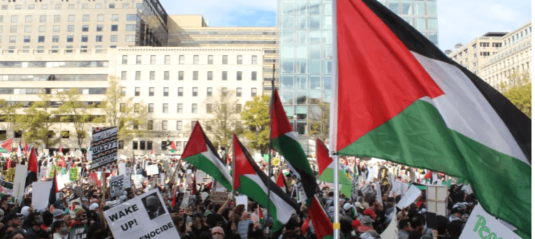 Thousands of pro-Palestinian protesters march across Washington, urge end of US support to Israel