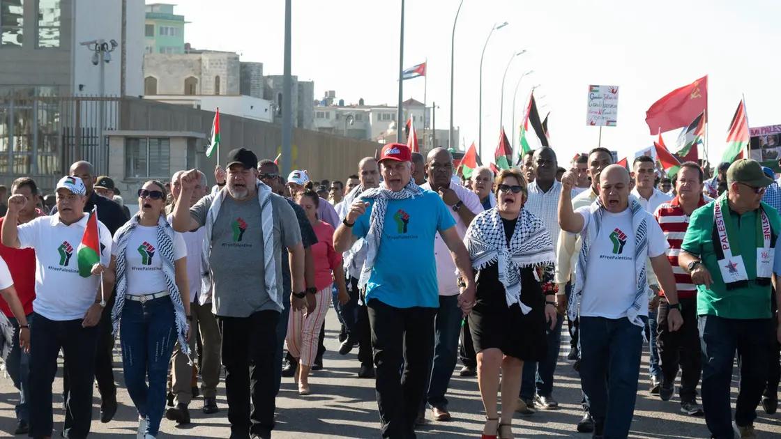 کیوبا کے صدر کا فلسطینیوں کی حمایت میں مارچ