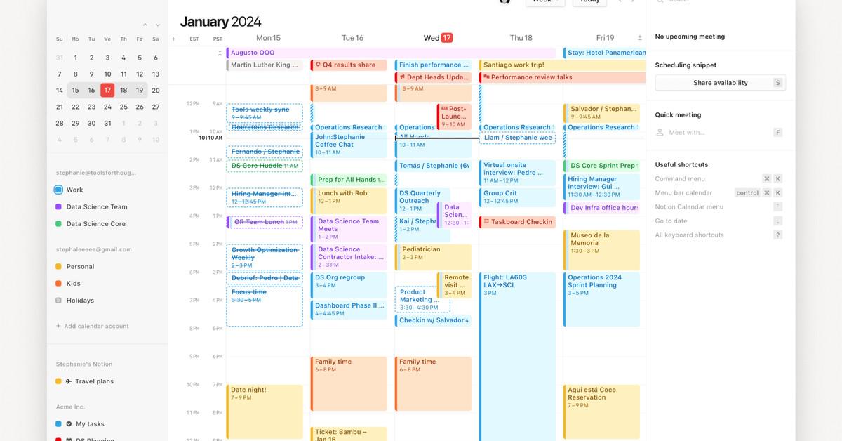 Notion’s new calendar app is designed to keep your meetings organized