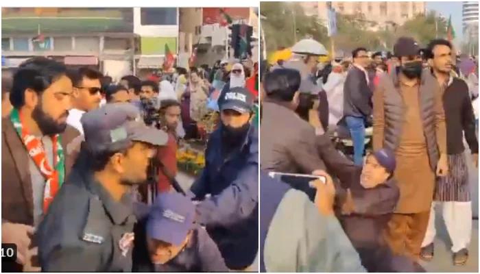کراچی میں پولیس اور پی ٹی آئی کارکنان آمنے سامنے