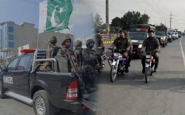 قانون نافذ کرنے والے اداروں کا مختلف شہروں میں فلیگ مارچ