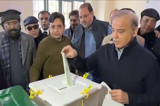 Shehbaz Sharif casts vote in Lahore NA-127