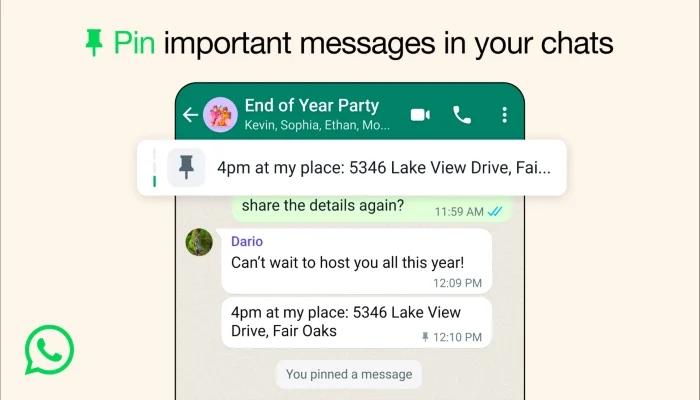 WhatsApp unveils feature of pinning three messages in chat