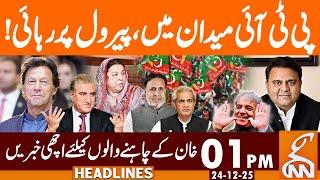 PTI Back in Action! Key Leaders Freed on Parole? | News Headlines | 01 PM | 24 DEC 25 | GNN