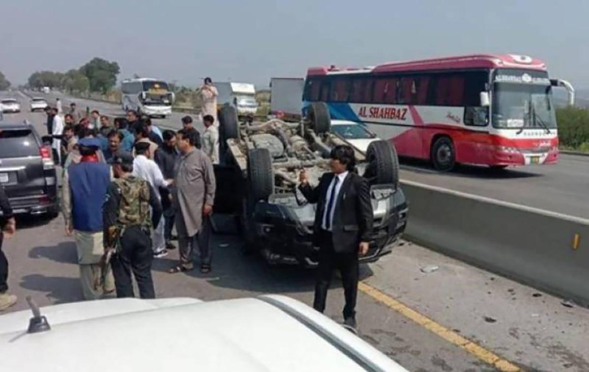 Imran Khan convoy: car over-turns on motorway