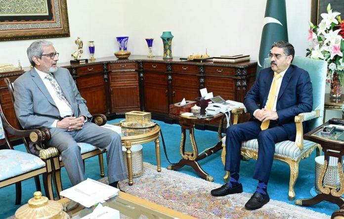 نگران وزیراعظم انوارالحق کاکڑ سے نگران وزیراعلیٰ سندھ مقبول باقر کی ملاقات