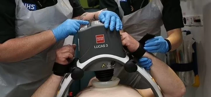 Robot paramedic saving lives by carrying out chest compressions on patients in ambulances