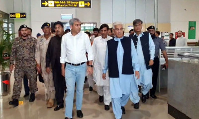 وزیر داخلہ محسن نقوی اور وزیر دفاع  خواجہ محمد آصف کا سیالکوٹ  ائیر پورٹ  کا دورہ