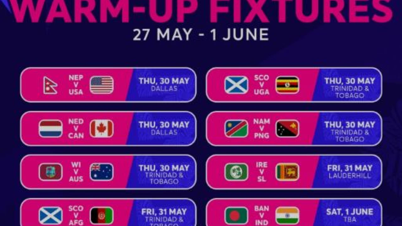 ICC announces warm-up schedule for T20 World Cup 2024