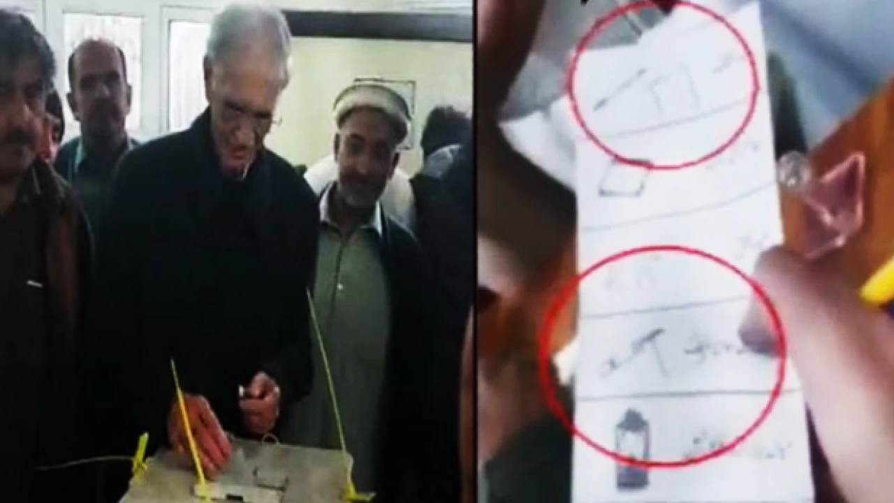 Pervez Khattak stamps ballot paper twice