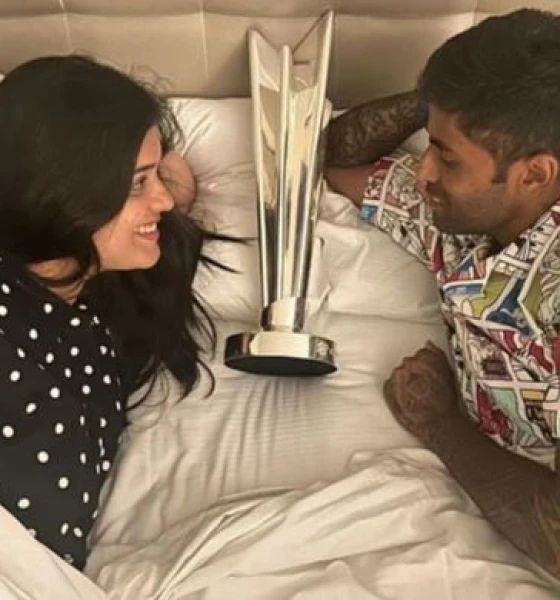Suryakumar Yadav, wife's T20 trophy sleep photos go viral
