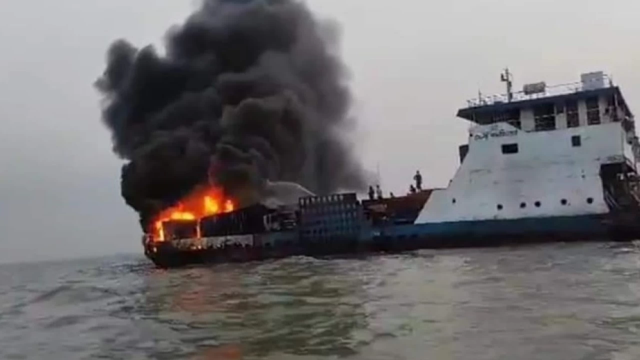 Dozens killed as three-storey packed ferry catches fire