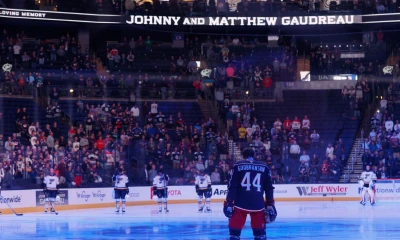 Jackets open home game with Gaudreau tributes