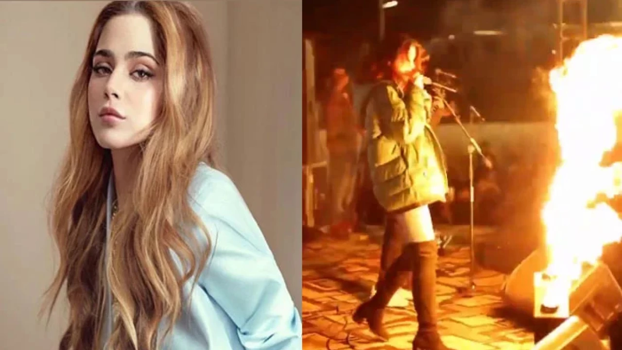 Aima Baig gets scare as flare almost touches her face during stage performance