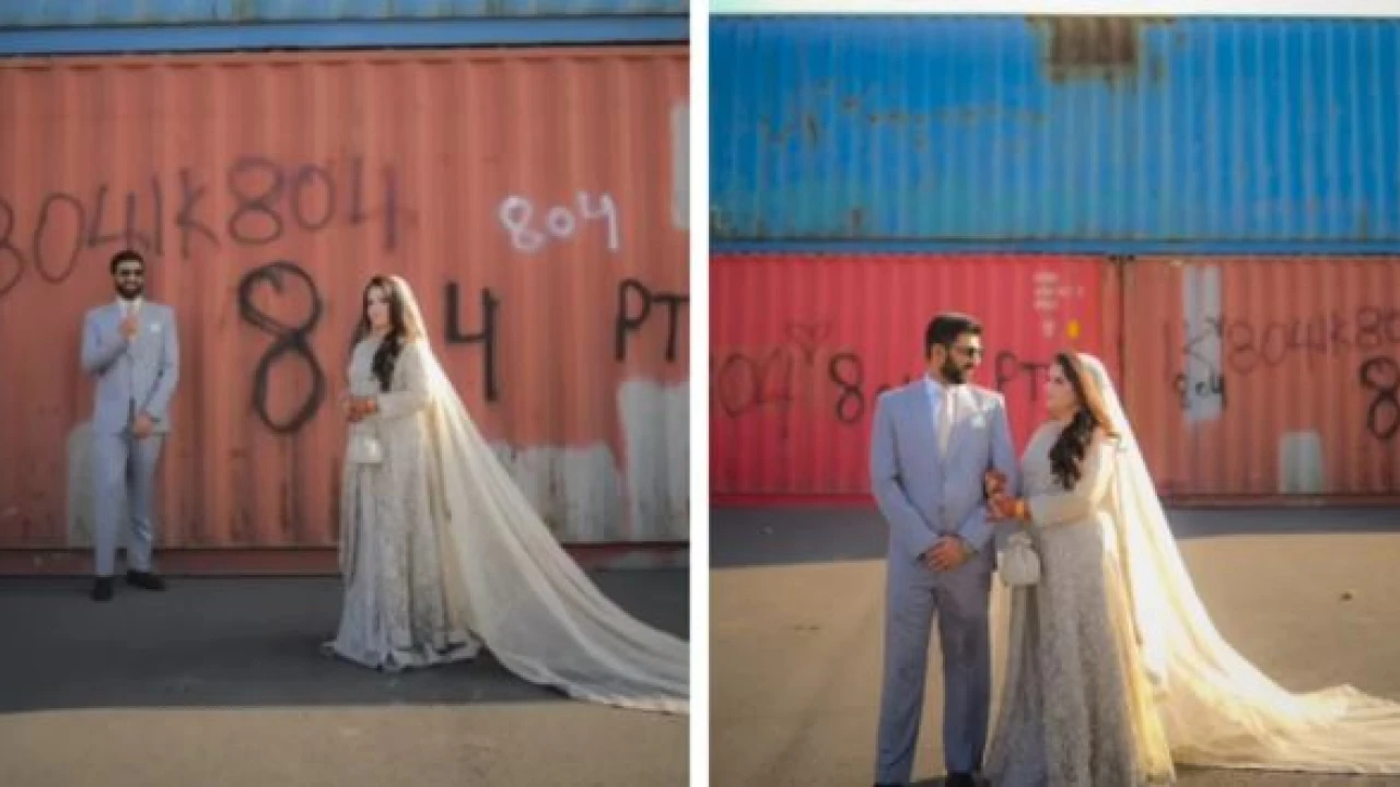 Couple's wedding photoshoot in front of containers in Islamabad goes viral