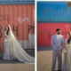 Couple's wedding photoshoot in front of containers in Islamabad goes viral