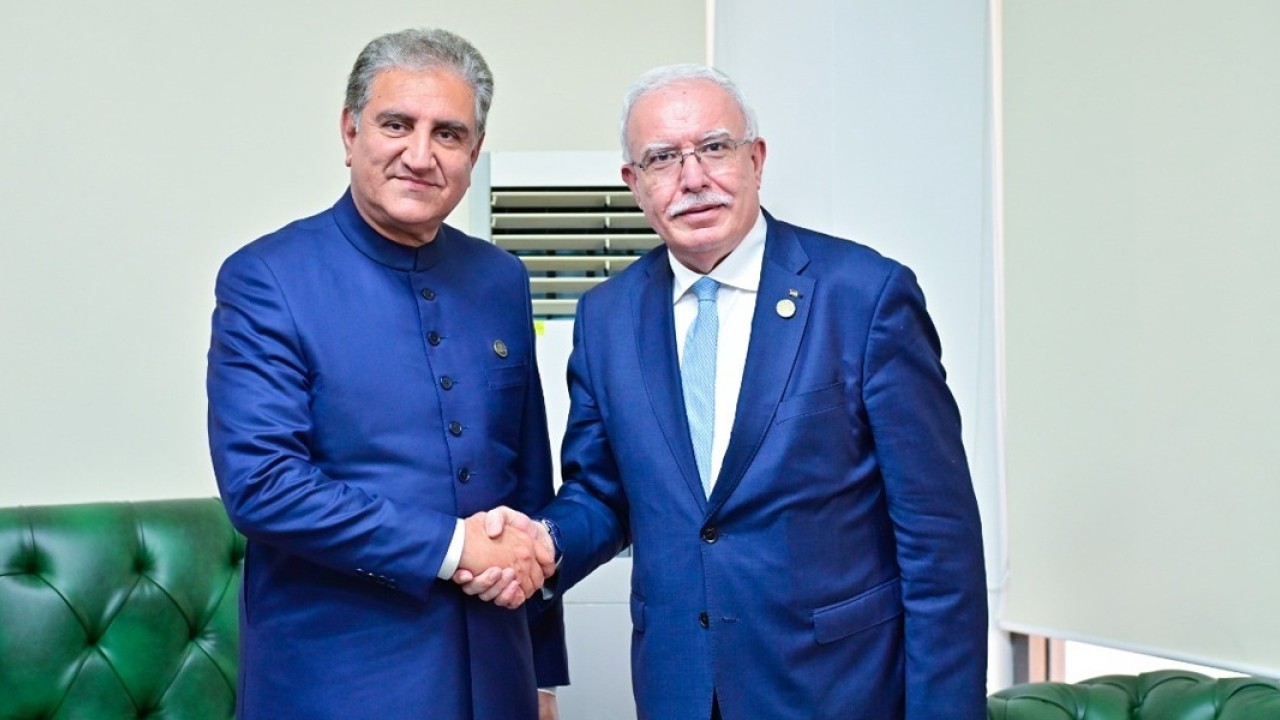 وزیر خارجہ شاہ محمود قریشی کی فلسطین کے وزیرخارجہ سے ملاقات