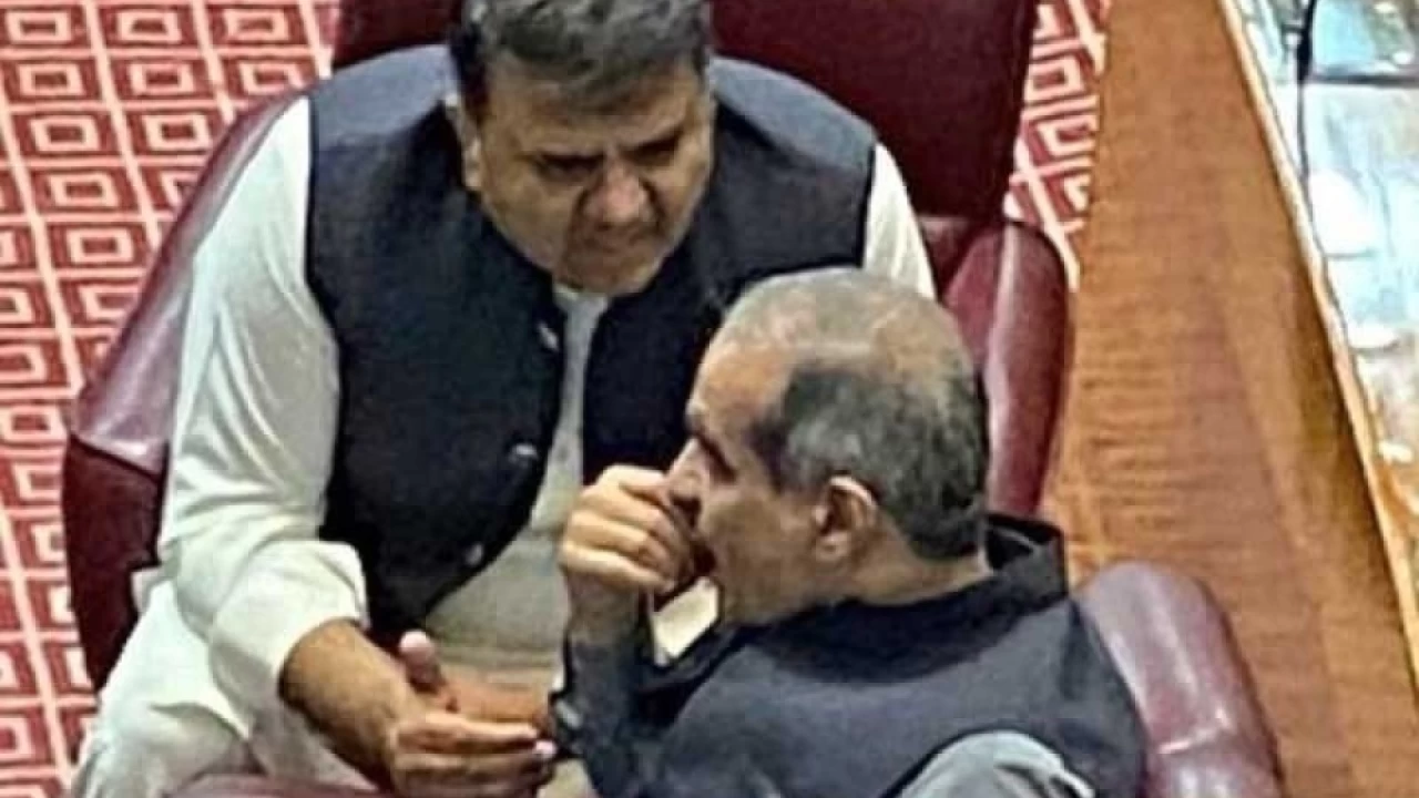 Crucial NA session: Fawad Chaudhry holds ‘chit chat’ session with PML-N's Khawaja Saad Rafique