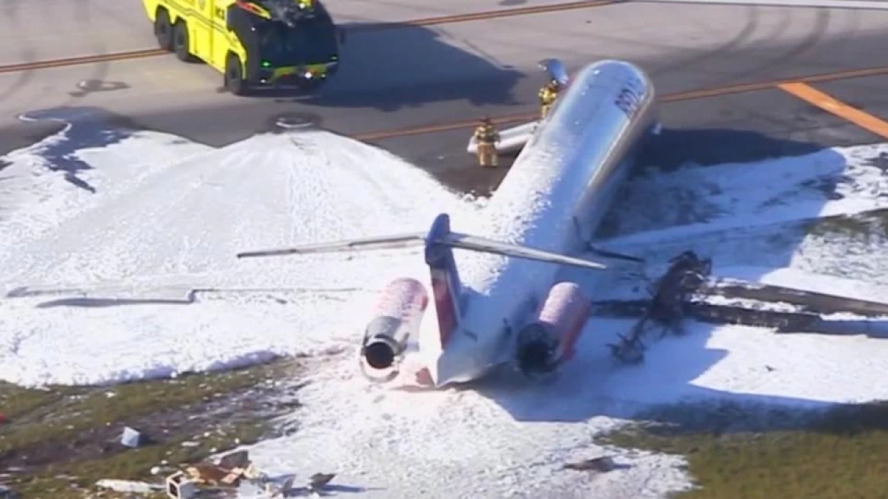 Plane catches fire after landing at Miami airport; injures three 