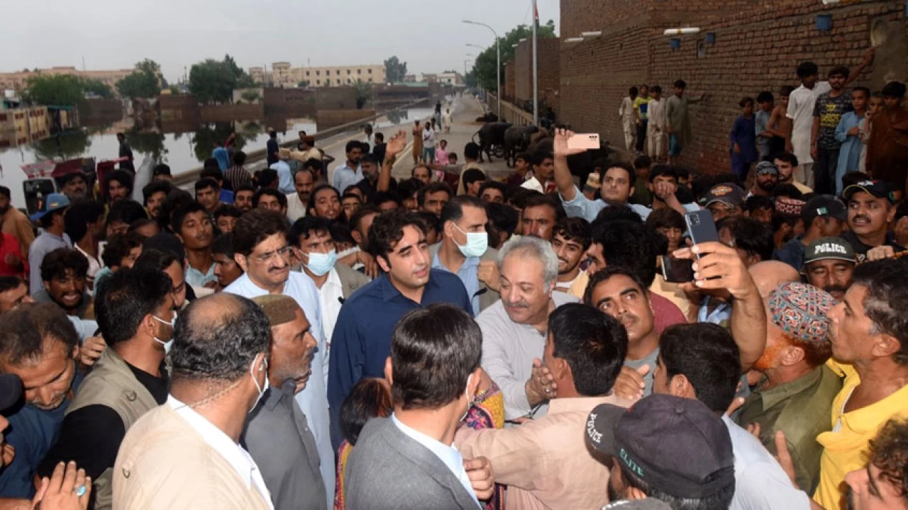 FM Bilawal visits flood-hit areas of Larkana