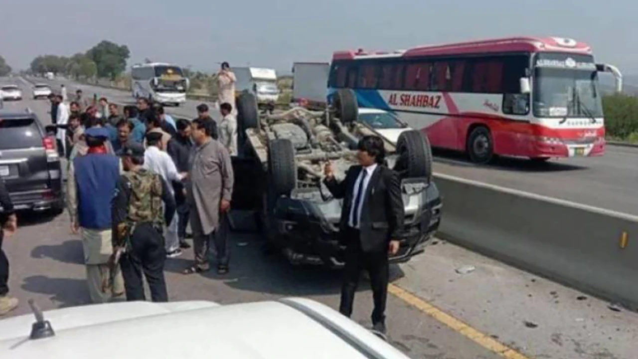 Imran Khan convoy: car over-turns on motorway