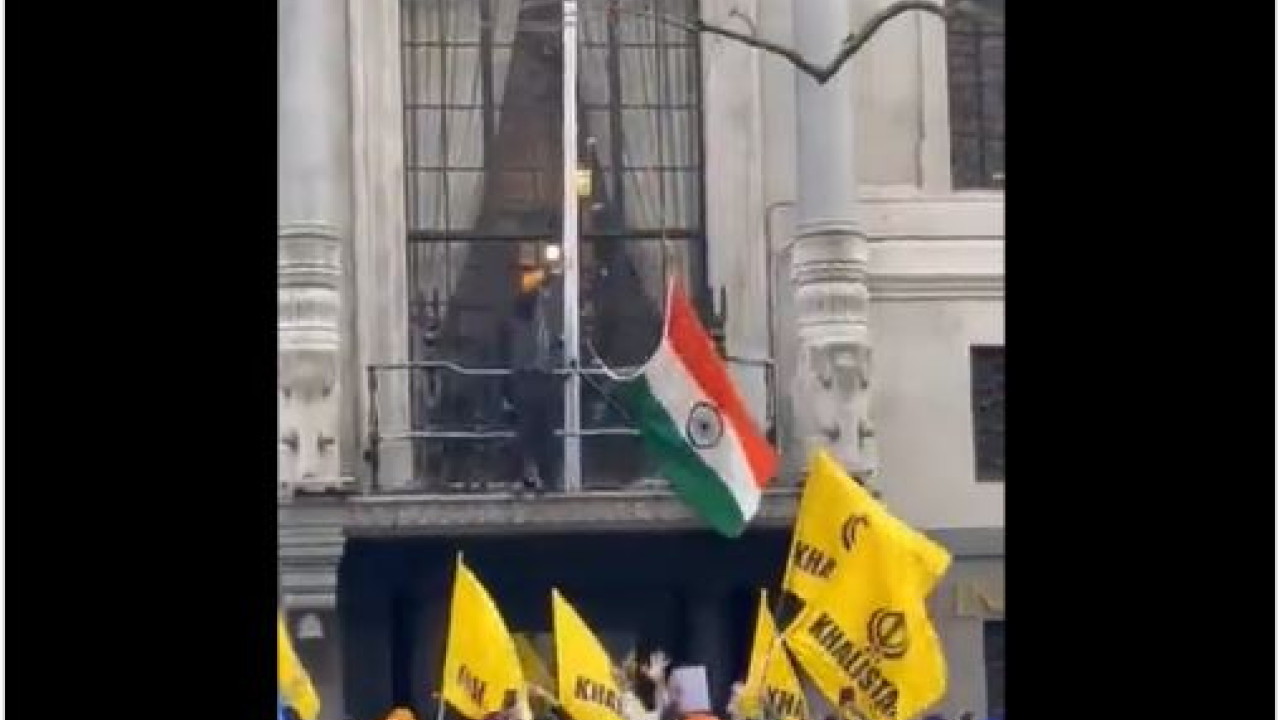 لندن میں بھارتی ہائی کمیشن پرخالصتان کا پرچم لہرا دیا گیا