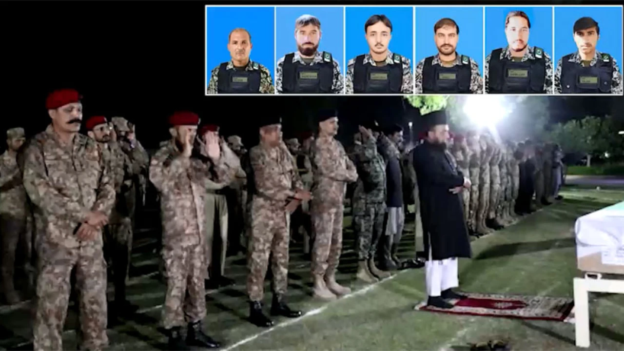 Funeral prayers of six martyred soldiers offered