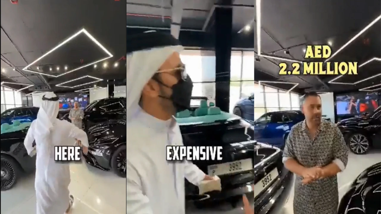 Sheikh arrested for arrogantly throwing money in car showroom