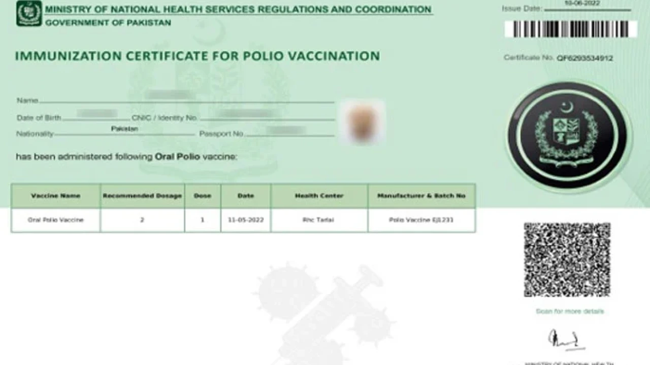 NADRA directs airlines to verify passengers’ polio cards