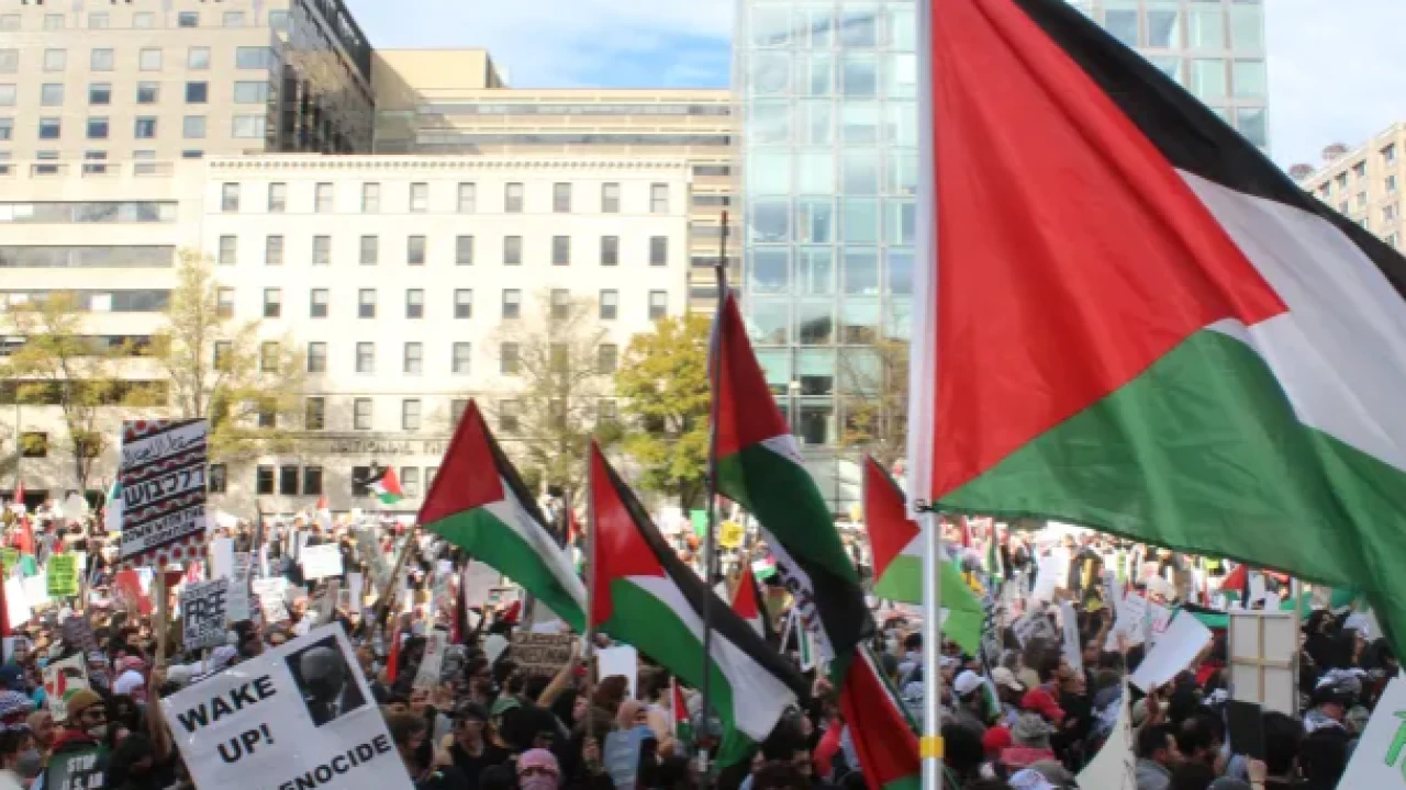 Thousands of pro-Palestinian protesters march across Washington, urge end of US support to Israel