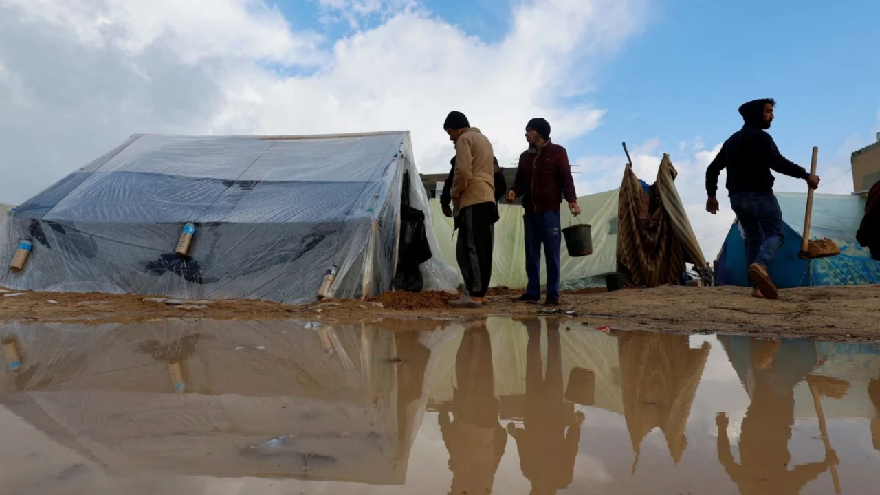 Torrential rainfall and flooding pile on misery to displaced Gazans