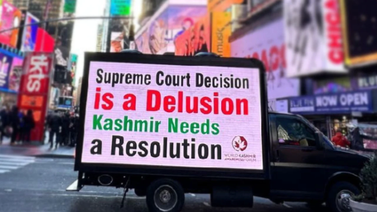 Digital ads trucks in New York flash messages urging UN to resolve Kashmir dispute
